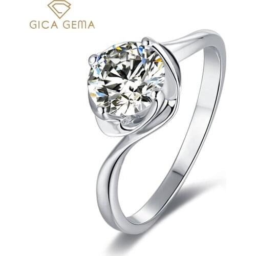 GICA GEMA D Color Moissanite Engagement Rings For Women 6.5mm Anniversary Wedding Gifts 925 Sterling Silver Fine Jewelry