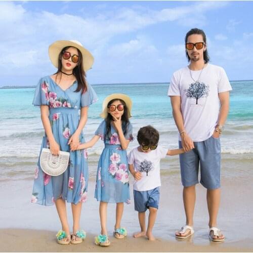 Mommy and Daughter Matching Clothes Dress Casual Short Sleeve T-shirt Shorts Dad and Son Clothing Sets Matching Family Outfits