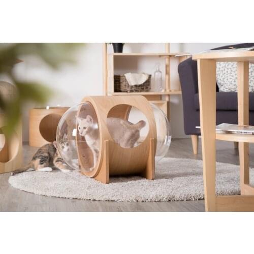 Space Capsule Enclosed Cat Litter Cat Villa Four Seasons Universal Transparent Breathable Cat Litter Warm Luxury Wooden Capsule