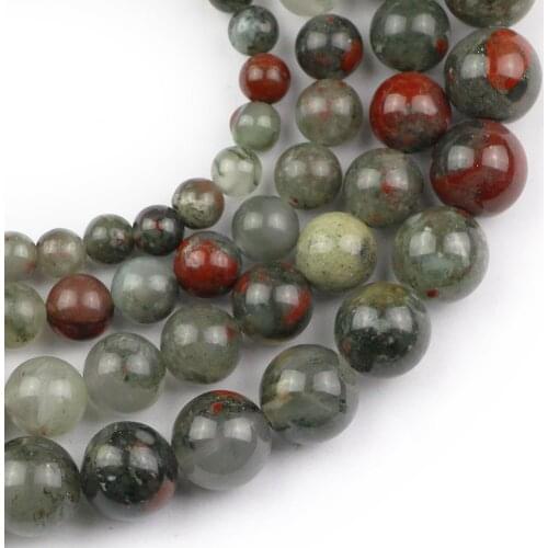 YHBZRET Natural Stone Bloodstone Spacer Round Loose Beads For Jewelry making 6/8/10/12MM DIY Bracelet necklace Accessories