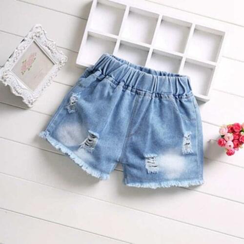 Summer For Fashion Girls Denim Shorts Kids Ripped Jeans Teen Beach Pants Clothing