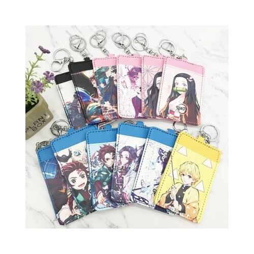 LISM Kimetsu no Yaiba 66858 Anime Card Holder Cartoon Credit ID Bags Zipper Coin Bus Card Wallet Kid Girls Gifts