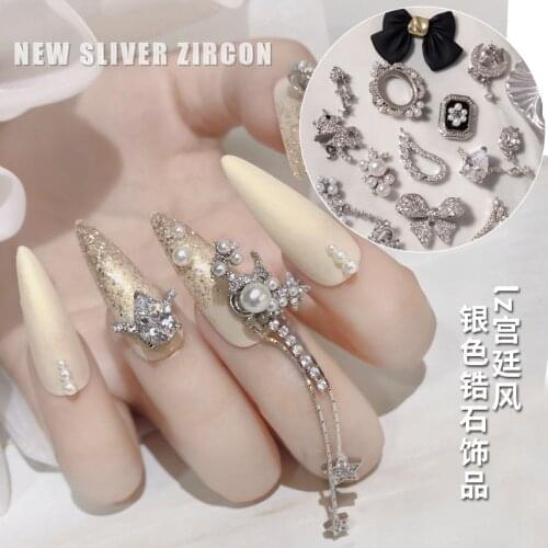 LZ autumn and winter new silver zircon palace wind explosion net red bow unicorn wings chain nail jewelry diamond