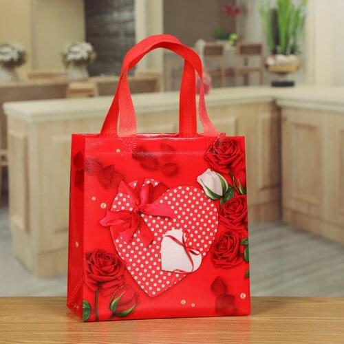 12Pcs Reusable Non-woven Environmental Shopping Gift Bag Large Capacity Women Tote Shopping Handbag For Valentines Day