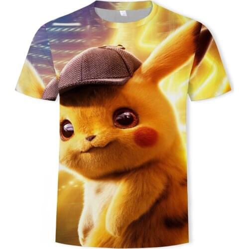 Summer new mens T-shirt Pokémon pattern 3D printing Harajuku fashion trend men and women couples T-shirts