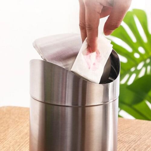 Stainless Steel Desktop Trash Can Ashtray with Rolling Cover For Home Office Car Waste Rubbish Trash Can Tobacco Ash Holder