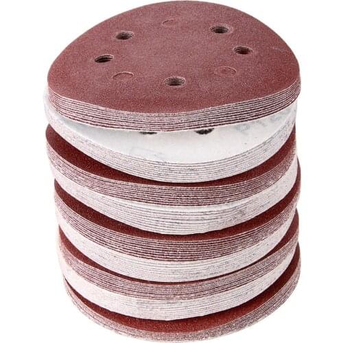 New 100 Pcs 5" 8 60grit Hole Grit Sand Disc Random Orbit Sandpaper Hook and Loop Sanding Sander