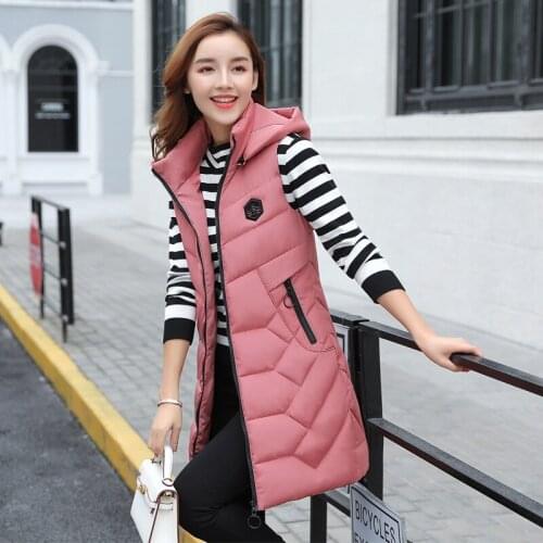 Womens 2020 New Down Cotton Vest Ladies Winter Korean Slim Mid-Length BF Waistcoat Spring Autumn Vest Female Tops Zipper Q378