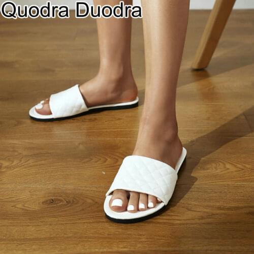 New Summer mules Women Slippers Slip-On Flat shoes PU all match black Ladies Outdoor holiday fashion casual PU plus size 42