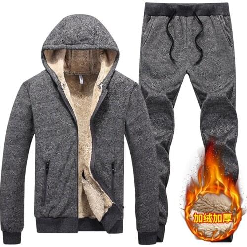 New Arrival Tracksuit Men Winter Mens Hoodie+Pants Fleece Thick Hooded Track Suit Casual Warm Men Set Plus Size 5XL