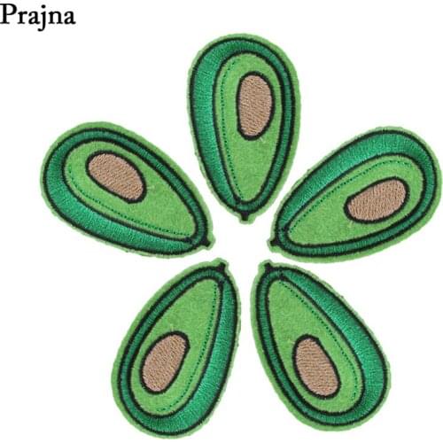 Prajna 10PCS Avocado Iron On Patches Green Beans Embroidered Stickers On Clothing Ornaments Wholesale Badges DIY Bag Shoes Decal