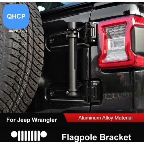 QHCP Door Hinge Multifunction Flagpole Bracket Kit Flag Pole Holder Anti-Rust Aluminum Alloy Off-Road For Wrangler JL 2018-2021