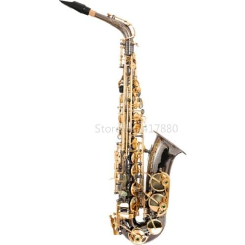SADSN SAS-680 Eb Tune Alto Saxophone Brass Black Nickel Gold Abalone Button Alto Sax Musical Instrument with Mouthpiece Case