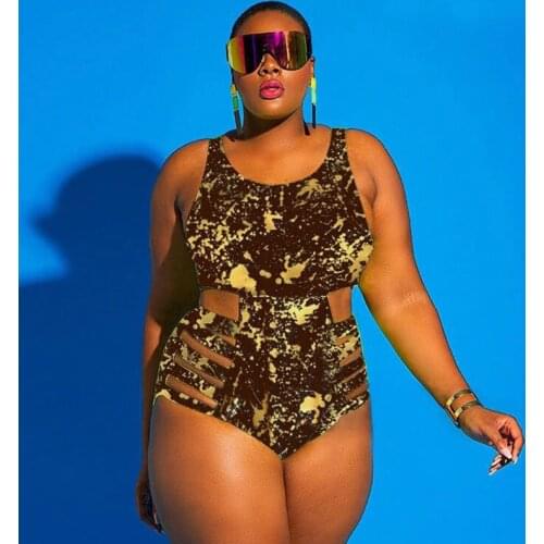 Sexy One-piece High Waist Strap Swimsuit Bikini Women New Solid Hollow Swimwear Bodysuit Fashion Beach Wear Bathing Suit XL-4XL