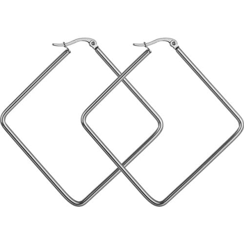 UZone Stainless Steel Square Hoop Earring For Women Simple Punk Style Brincos Geometric Earrings Party Jewelry