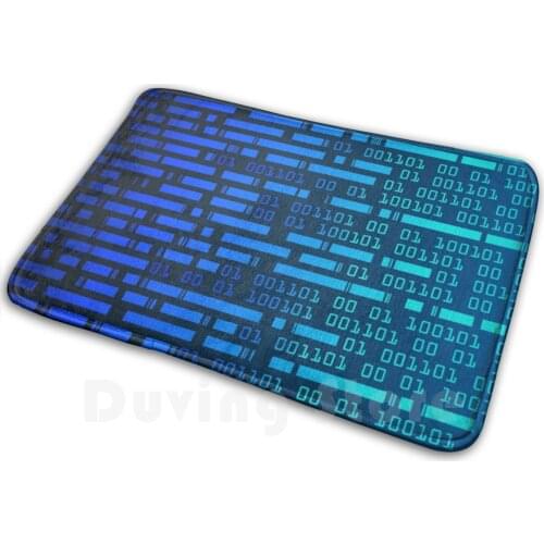 Blue Binary Code Cyber Pattern Soft Non-Slip Mat Rug Carpet Cushion Blue Binary Code Cyber Pattern Binary Code Coding