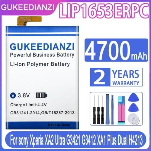 GUKEEDIANZI Replacement Battery LIP1653ERPC 4700mAh For sony Xperia XA2 Ultra G3421 G3412 XA1 Plus Dual H4213