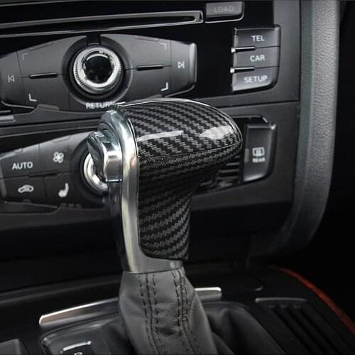 Sport Style Carbon Fiber Look Gear Shift Knob Cover Sticker Head Cap Trim for Audi A4 A5 A6 S6 A7 S7 Q5 Q7
