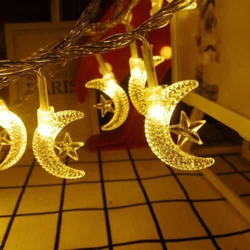 Moon Star LED Fairy Lights String Battery Operated Indoor Bedroom Festoon Garland Kids Room Party Holiday Lighting Decoration
