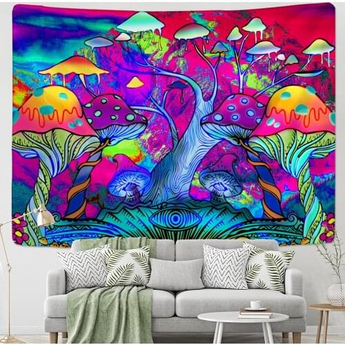 Magic Mushroom Indian Mandala Tapestry Wall Hanging Bohemian Gypsy Psychedelic Tapiz Witchcraft Home Decor