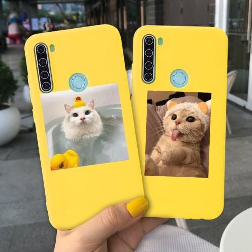 Cute Cat pet Yellow TPU Phone Case for Redmi Note 8 8T 9 S Pro Max Silicone Protective Cover