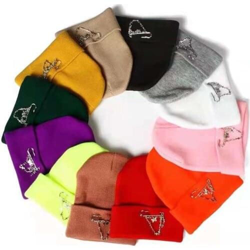 2021 Fashion Winter Hats For Women Cool Chain Knitted Hat Cap Girls Beanies Autumn Warm Ski Skullies Hat For Female