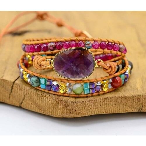 4Unik Wrap Bracelet for Women Boho Wrap Bracelet Amethyst Bracelet Healing Crystal Bracelet Energy Jewelry 4UN-B328