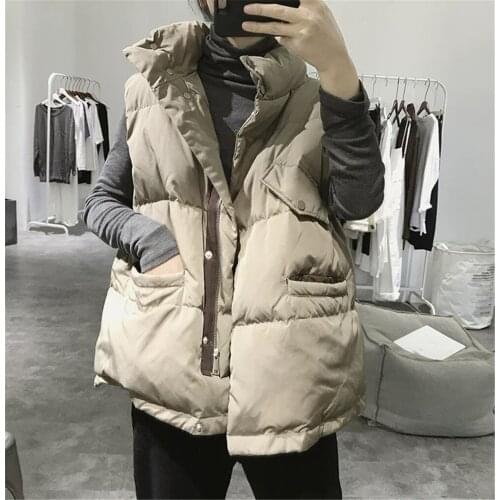 2021 Vests Waistcoats Women Windproof Thicken Pockets Button Winter Warm Outwear Streetwear Trendy Loose Drawstring Basic Tops