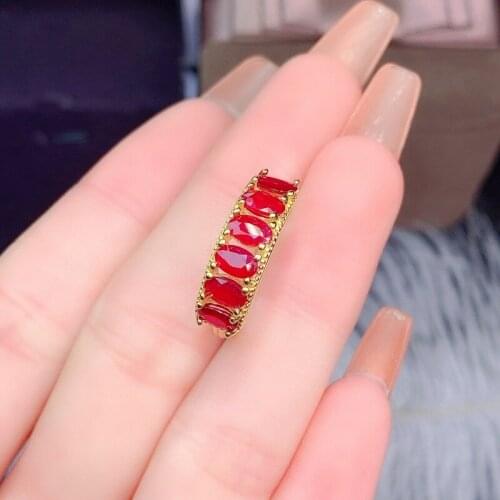Natural Ruby Sterling Silver Women Rings Oval Cut Created Ruby Romantic Style Women Birthday Party Jewelry 925 Rings