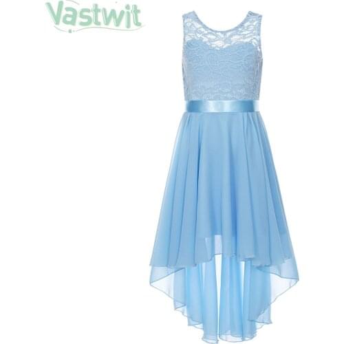 6-16Y Summer Princess Kids Girls Lace Tulle Tutu Chiffon Dress Wedding Birthday Party Dresses For Girl Pageant Children Clothing