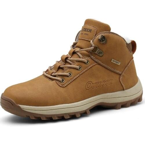 Winter New Men Boots Anti-Skidding Leather Shoes Men Fashion trend Comfy Men Shoes Short Plush Snow Boots Outdoor Walking Shoes