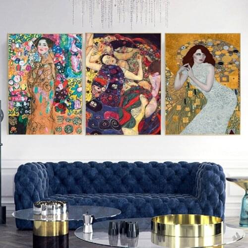 Famous Painting By Gustav Klimt Classic Canvas Painting Poster and Print Wall Art Picture for Living Room Wall Decor Cuadros