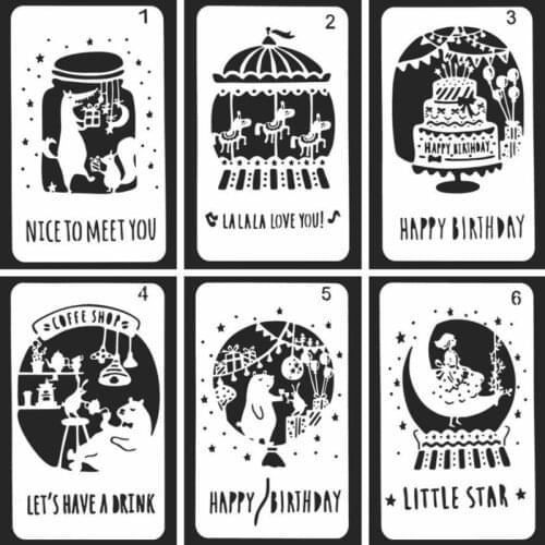 1pc Happy Birthday Stencil DIY Walls Layering Painting Template Decor Scrapbook Diary Embossing School Office Supplies Reusable