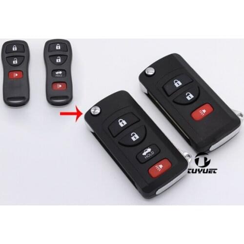 3 4 Buttons Modified Flip Folding Remote Key Shell For Nissan Sylphy Tiida FOB Case Blanks