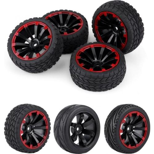 4pcs/set RC Tires High Quaity Rubber Tyre with Plastic Wheel Rim for HSP/Redcat/Exceed/Tamiya/HPI 1/10 RC Crawler Climbing Car