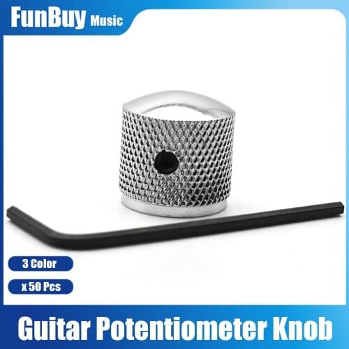 50pcs Metal Dome Tone Knob Electric Bass Guitar Volume Tone Control Knobs Dome Knobs with Hold Guitar Parts & Accessories
