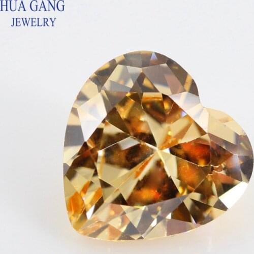 5A Champagne Heart Shape Cubic Zirconia Brilliant Cut Loose CZ Stone Synthetic Gems Beads For Jewelry 2x2-16x16mm Free Shipping