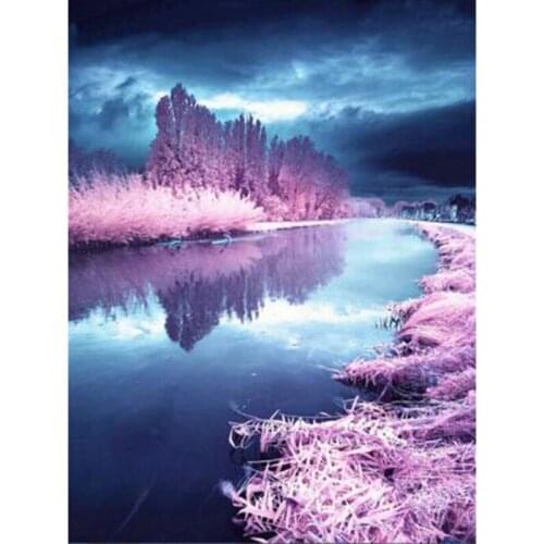 5D DIY Diamond Painting river landscape Cross Stitch 3D Diamond Scenery diamond Embroidery rhinestones Christmas gift