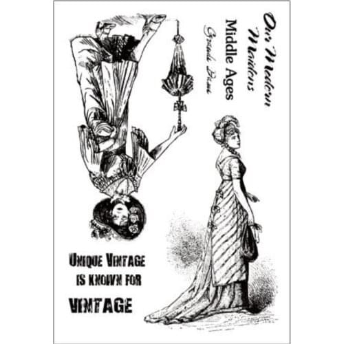 Scrapbook DIY Photo Album Card Rubber Chapter Transparent Seal modern lady theme Clear Stamp