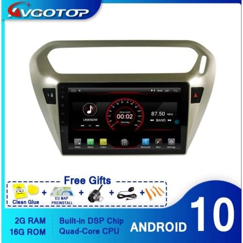 AVGOTOP Android 10 Bluetooth GPS Car Radio DVD Player For CITROEN ELYSEE/PEUGEOT 301