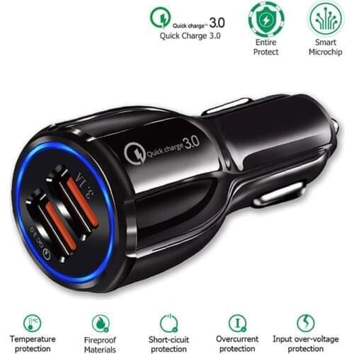 Quick Charge 3.0 Car Charger For Mobile Phone Dual Usb Car Charger Qualcomm Qc 3.0 Fast Charging Adapter Mini Usb Car Charger