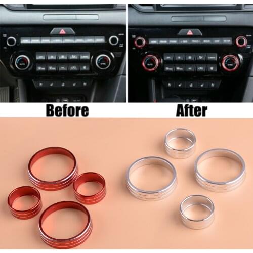 Beler 4pcs A/C Knob Control Panel Heater Dials Switch Button Ring Cover Fit For Kia Sportage QL 2017 2018 2019 2020