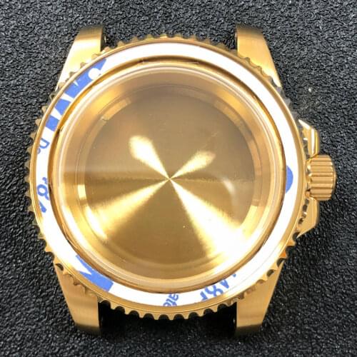 Watch case Sub Style for NH35/36 4R35 4R36 Movement Uhrengehäuse caja de reloj Sapphire Crystal PVD Gold Watch Accessories Parts