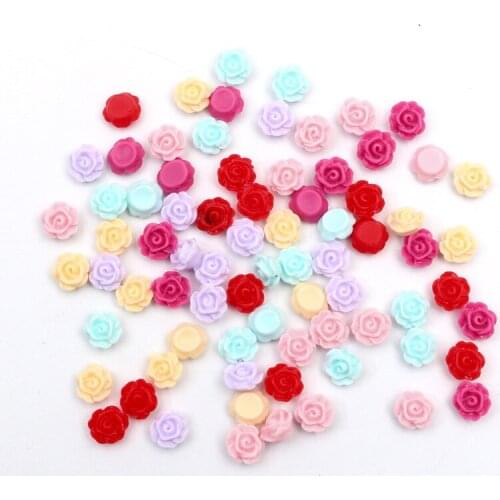 100Pcs Mixed 5-7mm Resin Flower Crafts Decoration Flatback Cabochon Scrapbooking For Embellishment Nail Stickers DIY Accessories