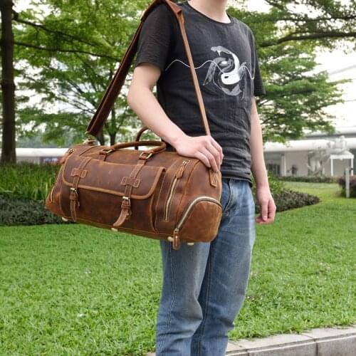 Travel Duffles Travelling Shoulder Laptop Bags Real Cow Skin Hand Luggage Bags Fashion Handbags for Men Genuine Leather