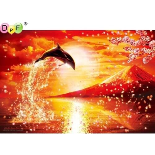 DPF diamond painting cross stitch diamond embroidery dolphin crafts diamond mosaic kit square/round rhinestone home decor