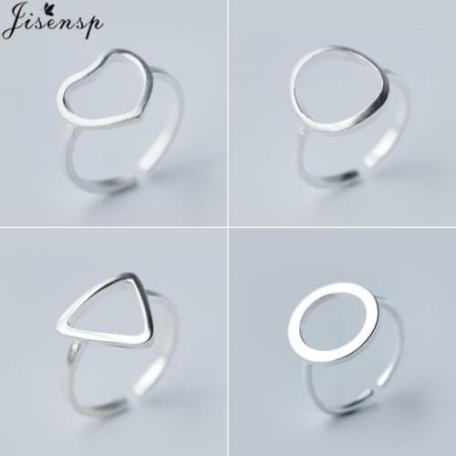 Jisensp Hollow Out Triangle Heart Round Open Ring Simple Geometric Rings for Women Bijoux Brushed Karma Circle Jewelry Ring