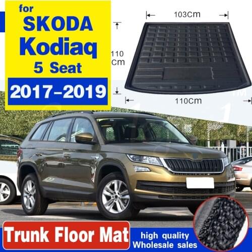 For SKODA Kodiaq 5 Seat 2017 2018 2019 Car Trunk Mat Carpet Luggage Protection Cover Rear Trunk Cargo Liner Interior Accessories