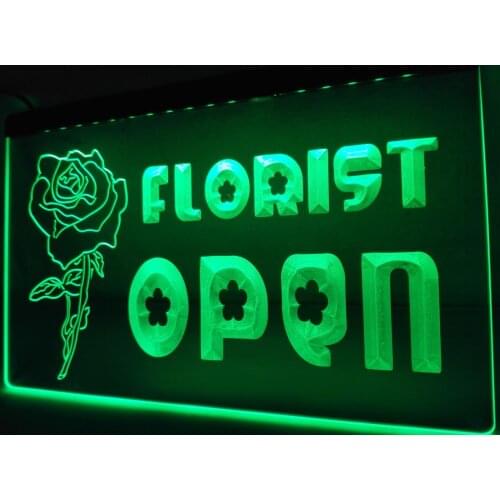 LB161- OPEN Florist Flowers Display NEW Light Sign home decor crafts