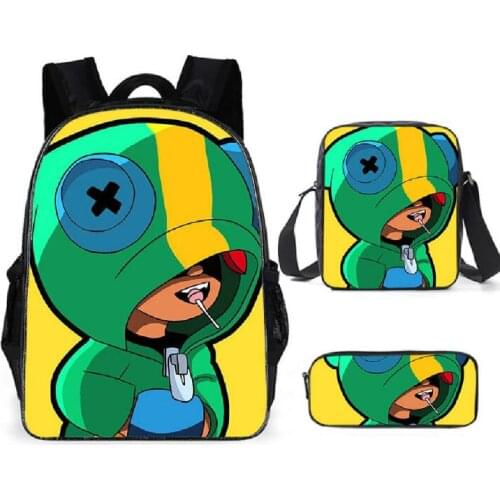 Hot Leon Game School Bag for Teenager Boys Girls Kids Personized Schoolbag 3pcs sets Supplier Children Hot Game Backpack